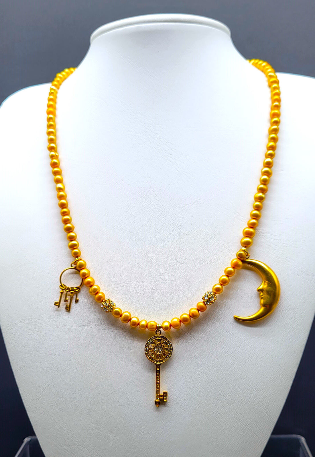 Golden Key Moon Necklace