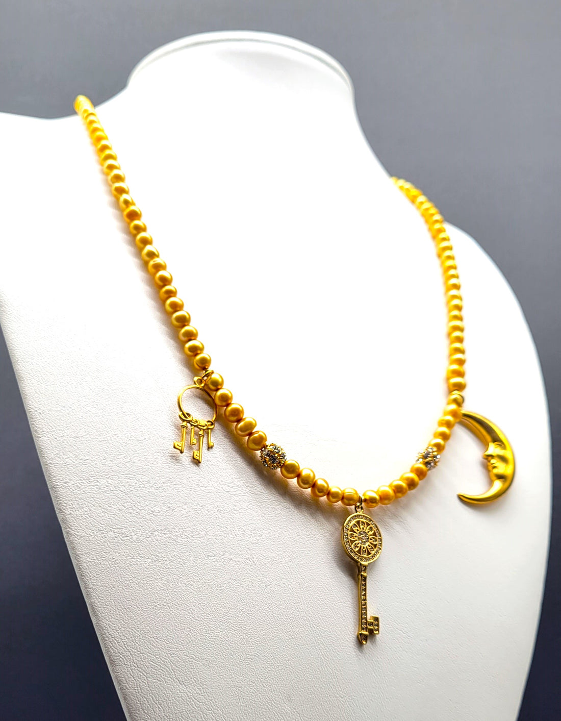 Golden Key Moon Necklace