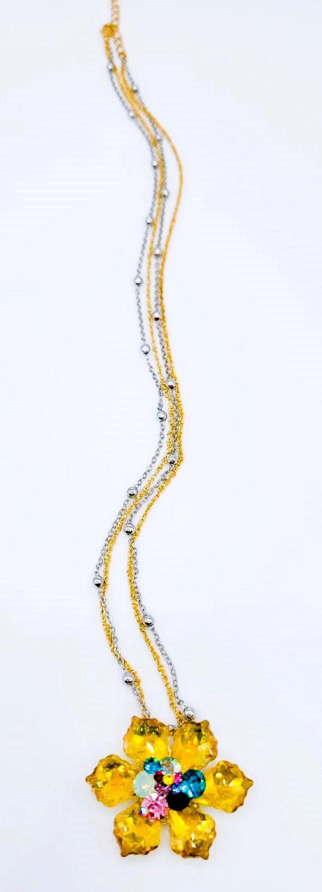 Necklace Crystal flower yellow