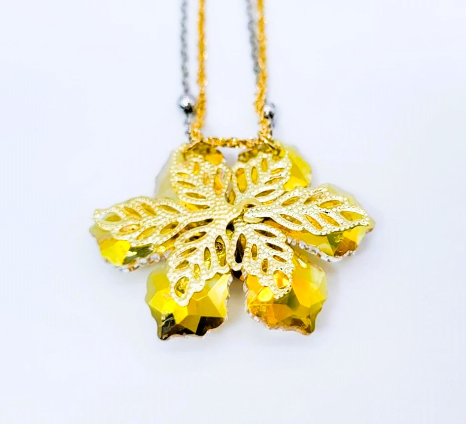 Necklace Crystal flower yellow