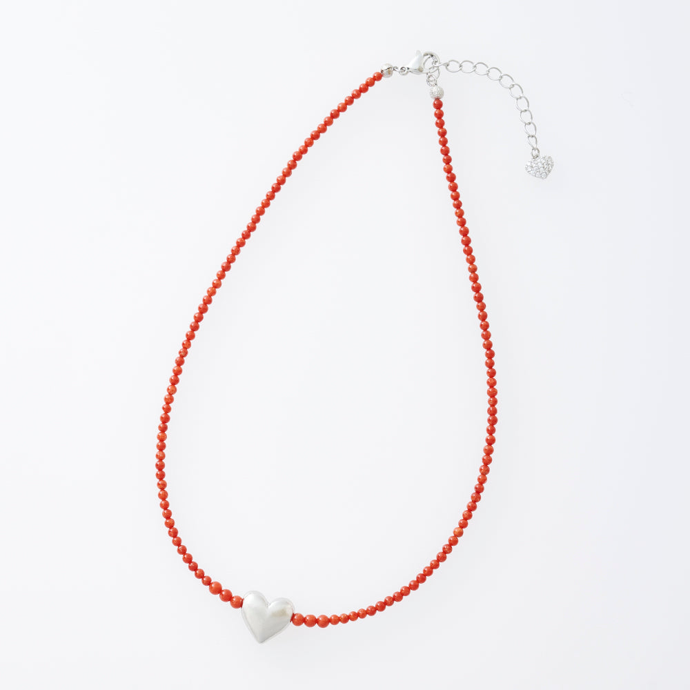 Mediterranean Red Coral heart charm Necklace