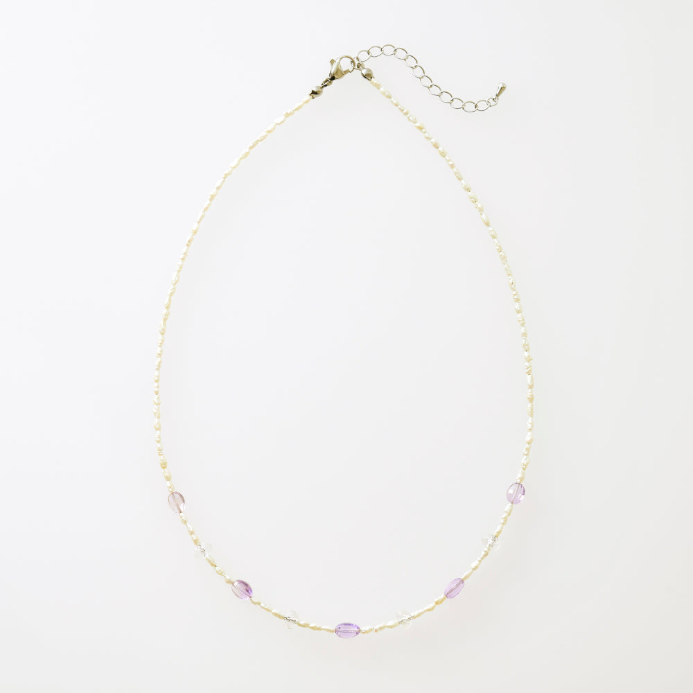 Necklace poppy Freshwater Pearl amethyst