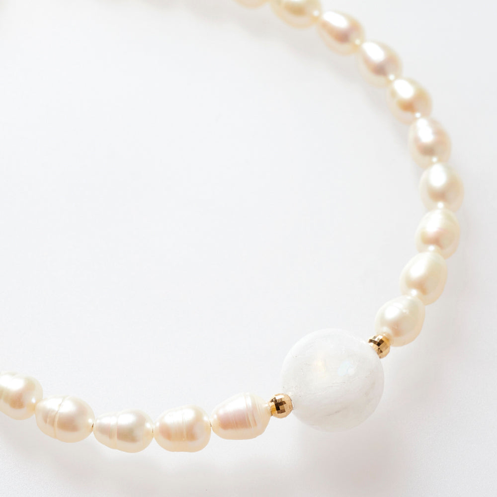 Bracelet Rainbow Moonstone Freshwater Pearl