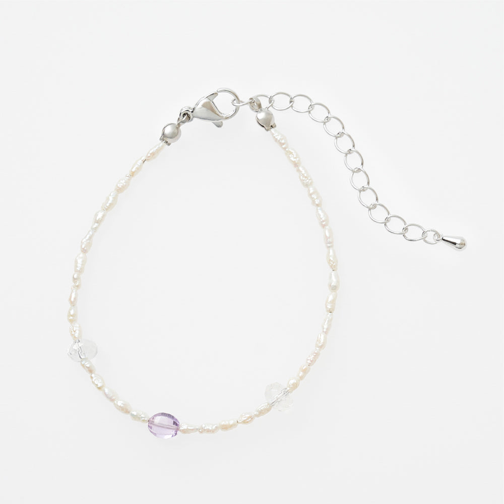 Bracelet Amethyst poppy Freshwater Pearl