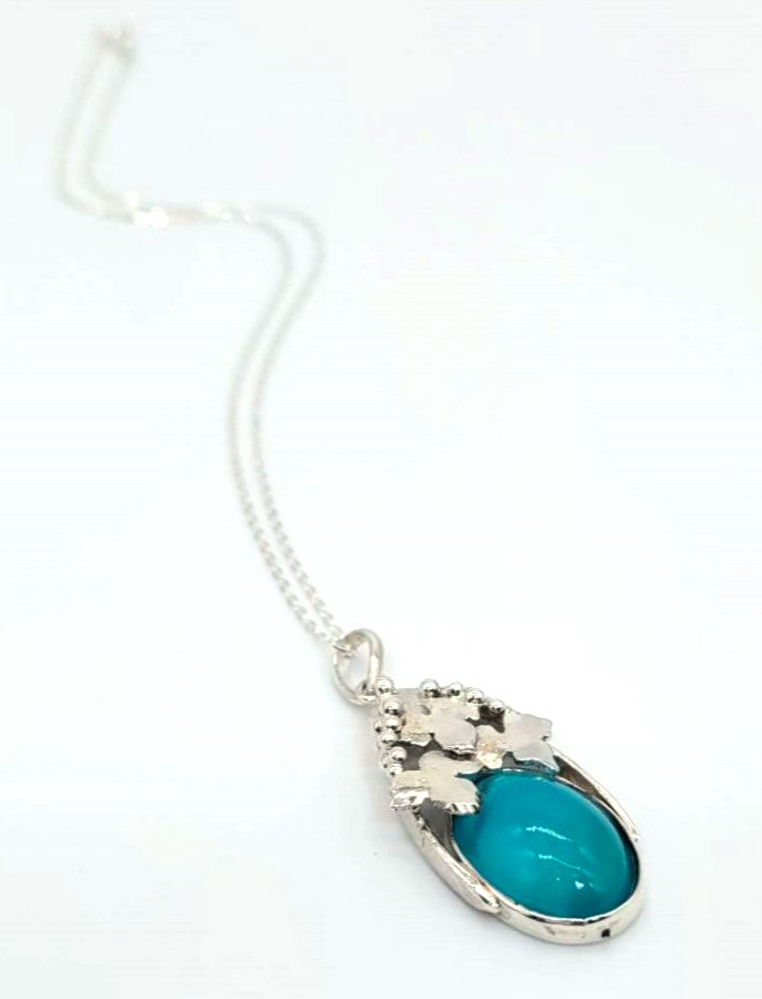 Necklace sea blue chalcedony silver