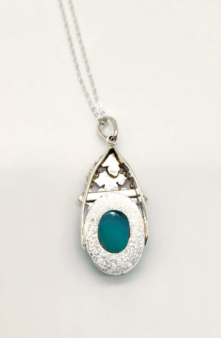 Necklace sea blue chalcedony silver