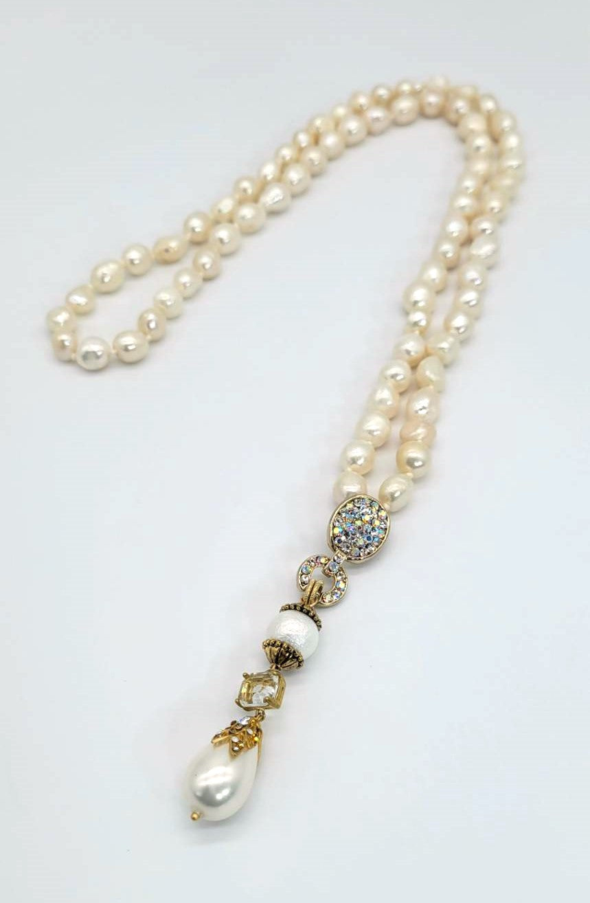 Necklace freshwater pearls crystal